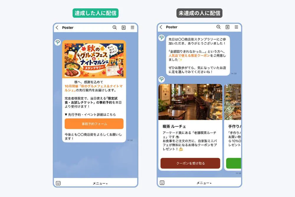 スタンプラリー達成/未達成でセグメント配信
